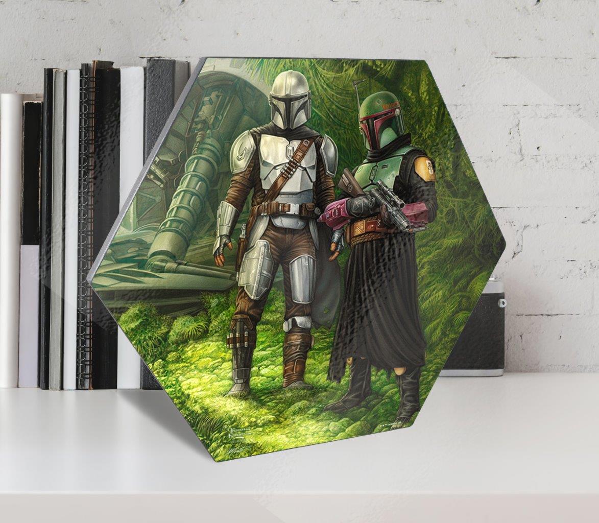 Star Wars (The Mandalorian - Brothers in Arms) KNEXAGON® Wood Print WPHEX8476